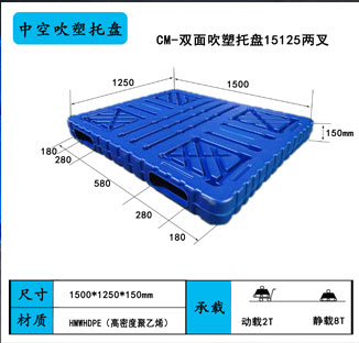 双面吹塑托盘15125
