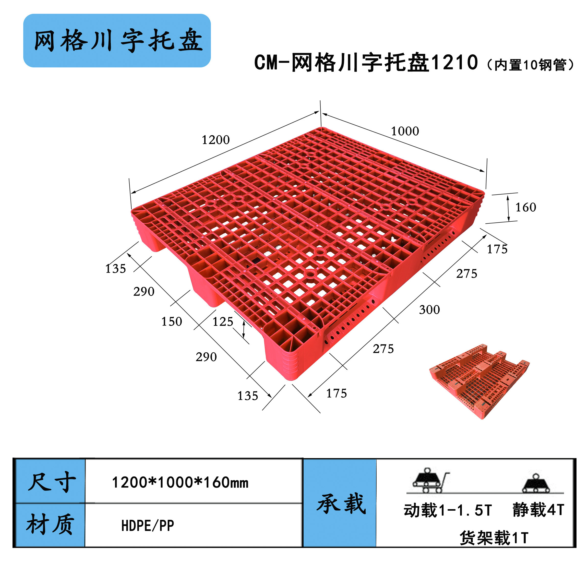 川字网格1210（可内置钢管）